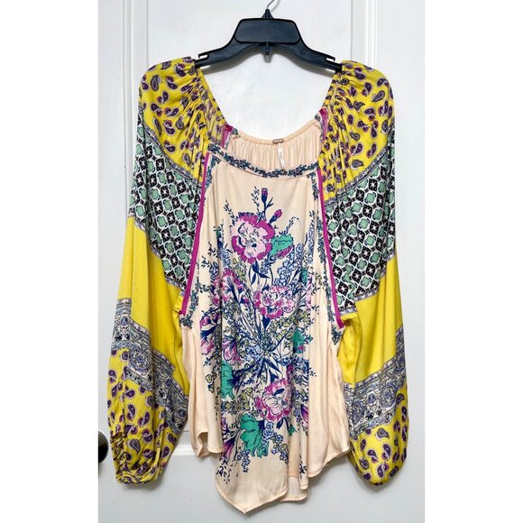 Free People Floral & Paisley Off-Shoulder Bohemian Blouse Size M - Picture 5 of 11